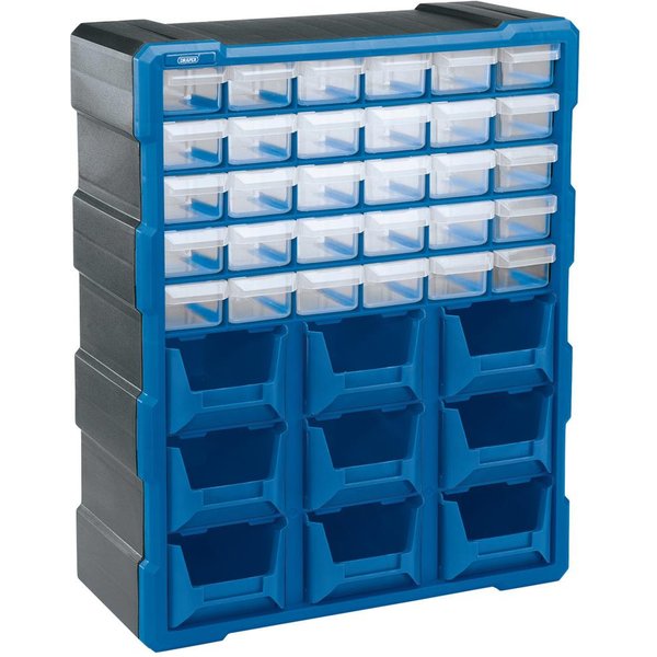 Draper 30 Drawer Organiser with 9 Bins, Blue