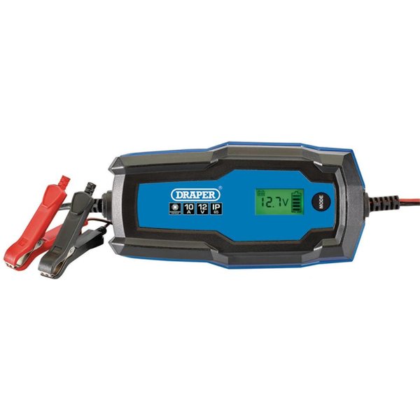Draper 6V/12V Smart Charger And Battery Maintainer (10A) - Blue & Black, none