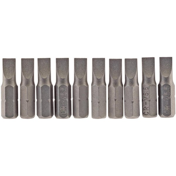 Draper Slotted Screwdriver Bit 5.5mm 25mm Pack of 10