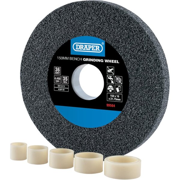 Draper Aluminium Oxide Bench Grinding Wheel 150mm 16mm 36g