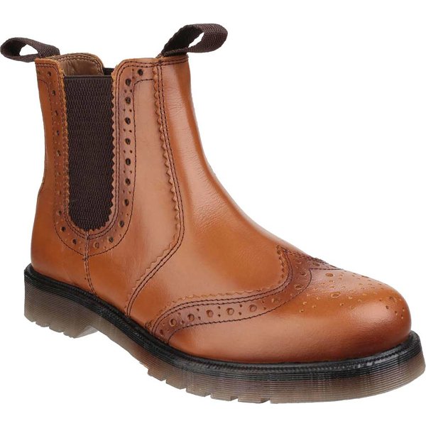 Amblers Mens Dalby Pull On Brogue Boots Tan Size 12