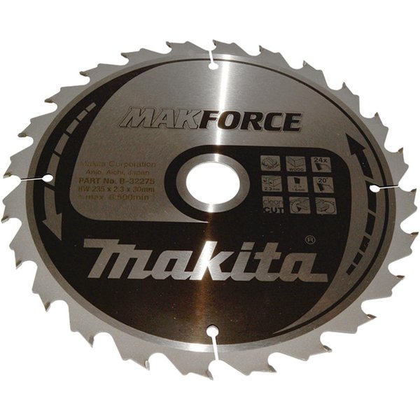 Makita MAKFORCE Circular Saw Blade for Wood Cutting 235mm 24T 30mm