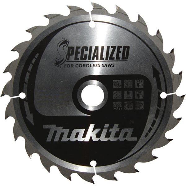 Makita SPECIALIZED Cordless Circular Saw Blade for Wood Cutting 165mm 24T 20mm