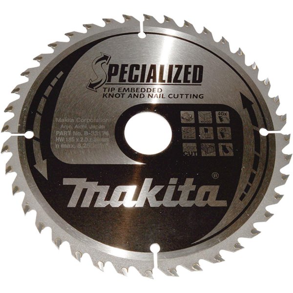 Makita SPECIALIZED Circular Saw Blade for Knot and Nail Cutting 185mm 40T 30mm