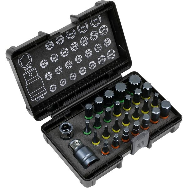 Sealey 28 Piece 3/8" and 1/2" Drive Impact Socket Bit Set Combination