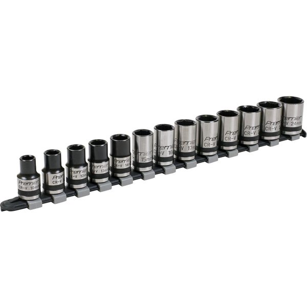 Sealey 13 Piece Black Series 1/2" Drive Lock On Hexagon Socket Set