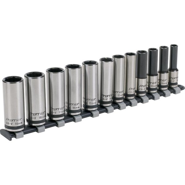 Sealey 12 Piece Black Series 3/8" Drive Deep Lock On Hexagon Socket Set