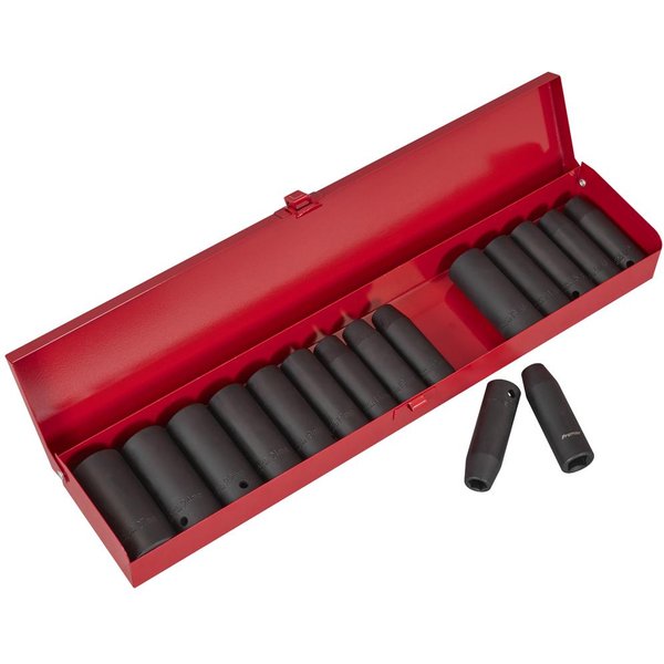 Sealey 17 Piece 1/2" Drive Deep Hexagon Impact Socket Set Metric and Imperial
