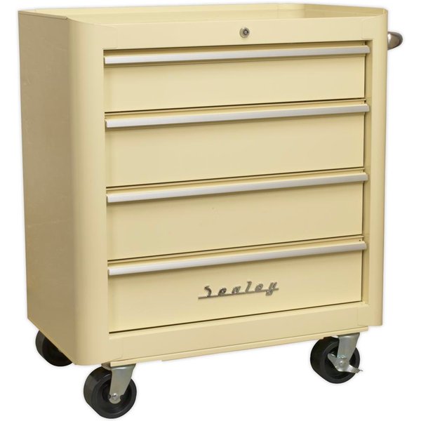 Sealey Retro Style 4 Drawer Roller Cabinet Cream