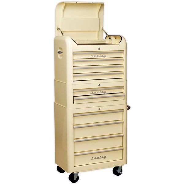 Sealey Premier Retro Style 10 Drawer Roller Cabinet, Mid and Top Tool Chest