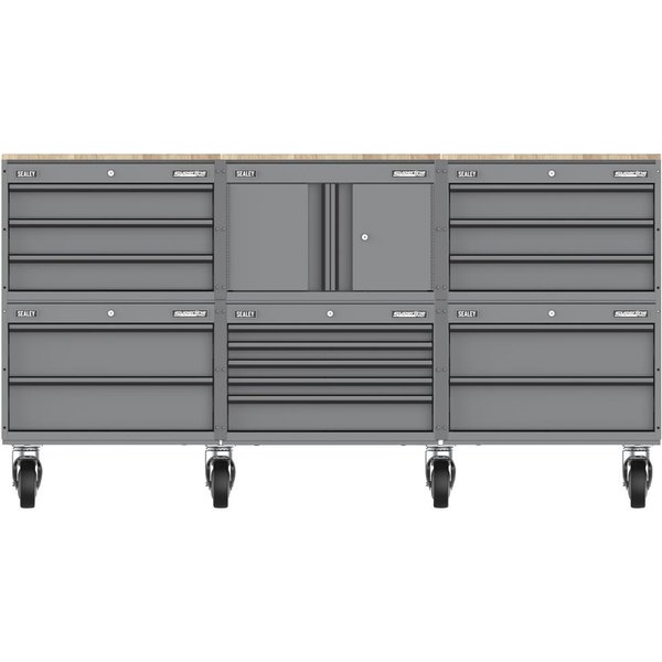 Sealey Superline Pro Connect 15 Drawer Wood Worktop Roller Cabinet Combo