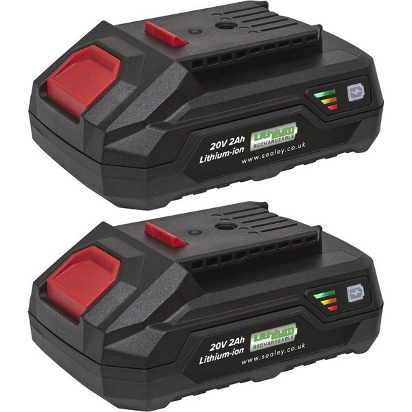 Sealey BK02 20v Cordless SV20V Li-ion Battery 2ah Pack of 2