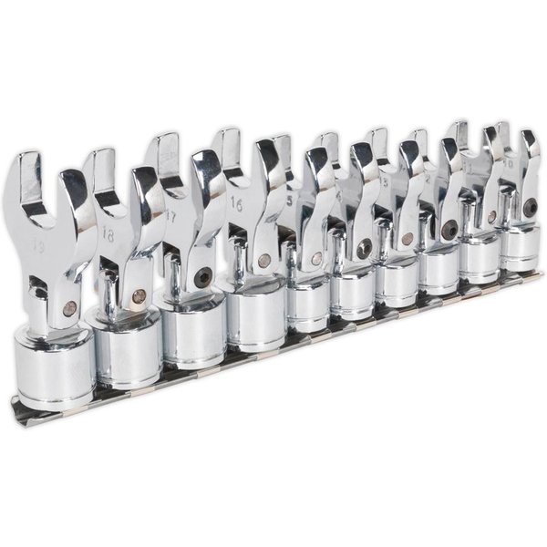 Siegen 10 Piece 3/8" Drive Flexible Crow Foot Spanner Set Metric 3/8"