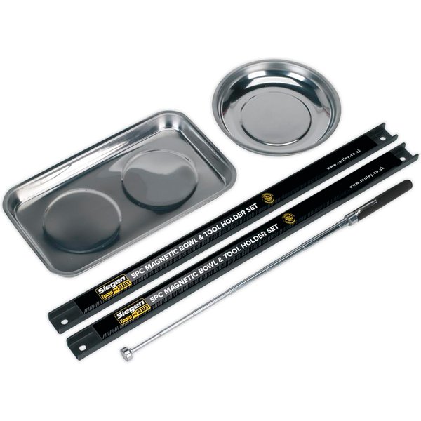 Siegen 5 Piece Magnetic Tray, Rail and Pick Up Tool Set