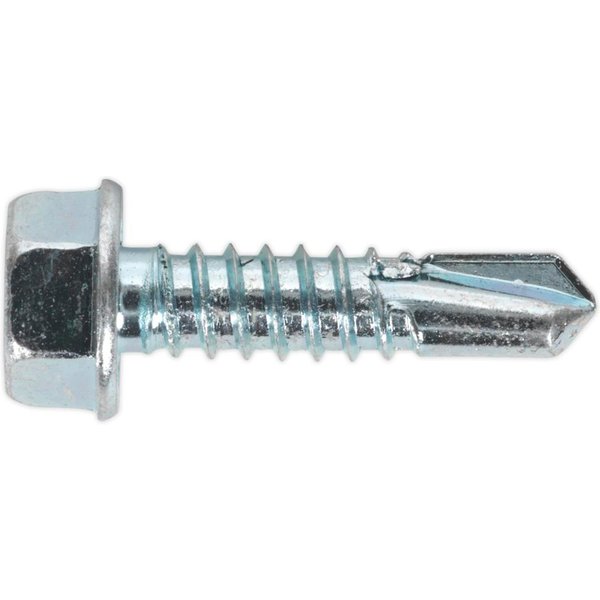 Sealey Hex Head Zinc Plated Din 7504K Self Drilling Screws 6.3mm 25mm Pack of 100