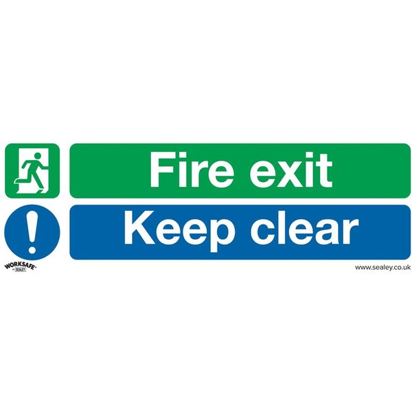 Sealey Rigid Plastic Fire Exit Keep Clear Large Sign Pack of 10
