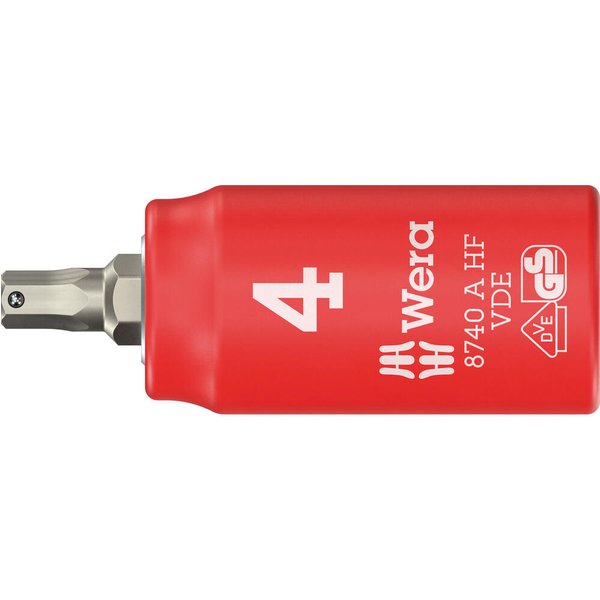 Wera 8740 A HF Zyklop VDE Insulated 1/4" Drive Hexagon Bit Socket 1/4" 4mm