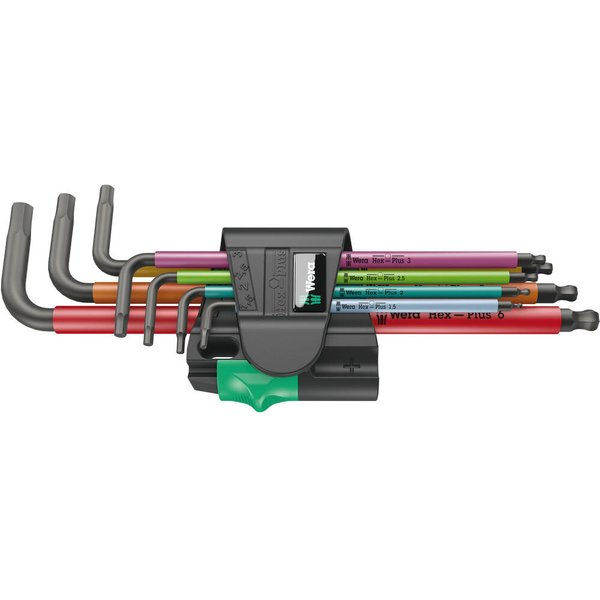 Wera 950SPKL SM 7 Piece Multicolour Magnetic Ballend Hex Key Set