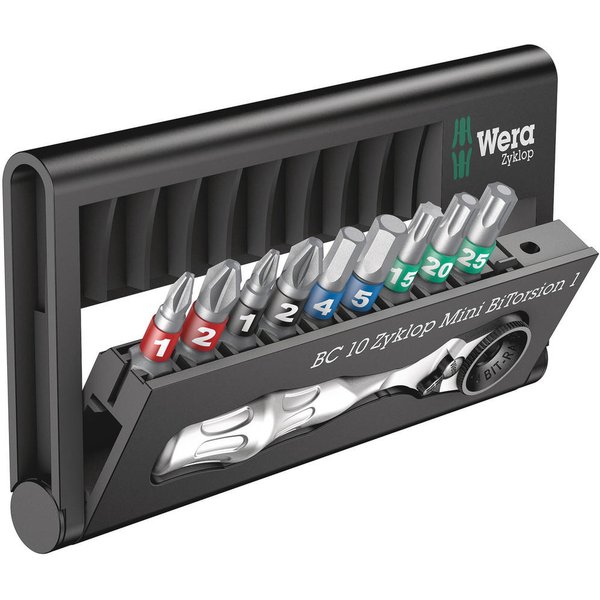 Wera Bit Check 10 Piece Zyklop Mini Ratchet Bitorsion Bit Set