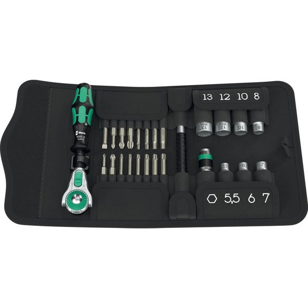Wera 26 Piece Kraftform Kompakt Zyklop 1/4" Drive Socket and Bit Set Metric 1/4"