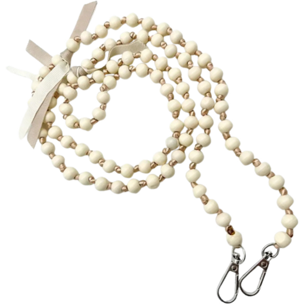 Wolkenweis Creme Handykette Pastell Perlen – Elegante Smartphone Kette Damen