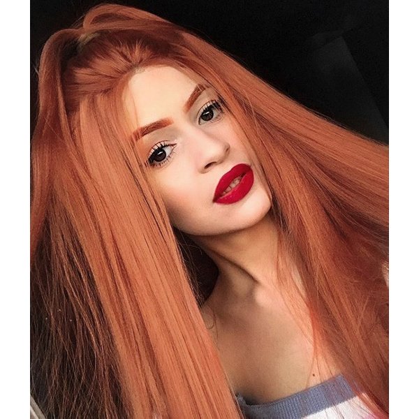 Autumn Twilight | Vibrant Copper Red Long Silk Straight Synthetic Lace Front Wig