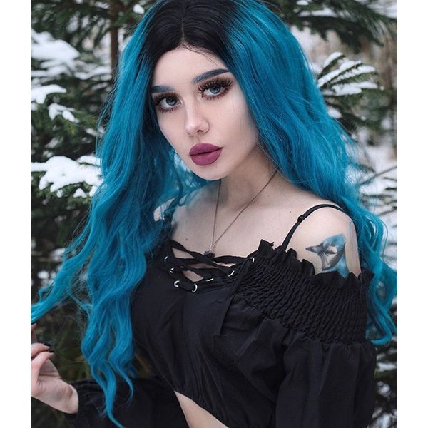 Calypso | Marge Simpson Blue Long Loose Wave Synthetic Lace Front Wig