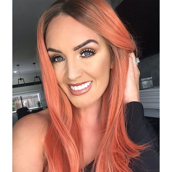 Hestia | Living Coral Long Silk Straight Synthetic Lace Front Wig