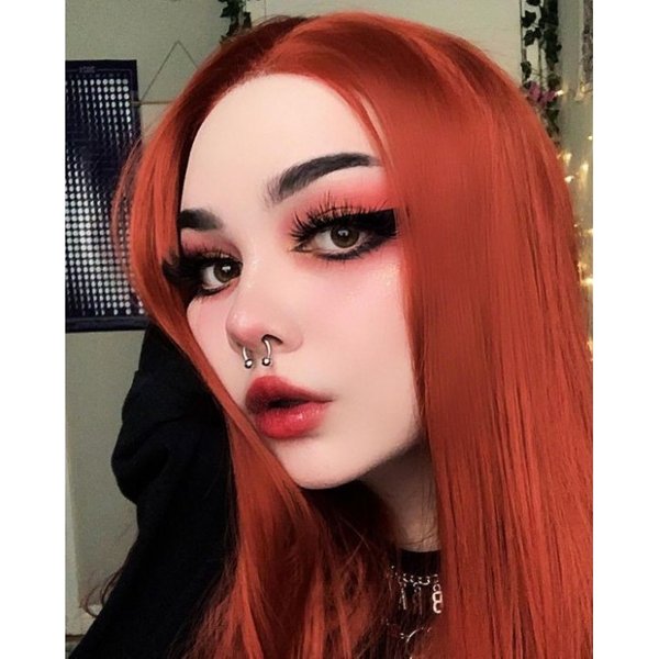 Valentine l Crimson Red Long Straight Lace Front Wig