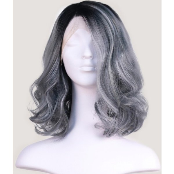 MYSTIC FALLS | HIGHTED GREY CURLY SYNTHETIC LACE FRONT WIG