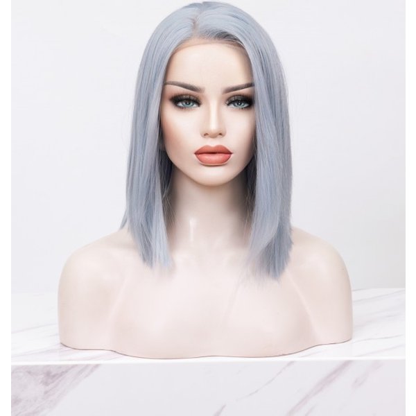 Moon Dust| Faded Blue Synthetic Bob Lace Front Wig
