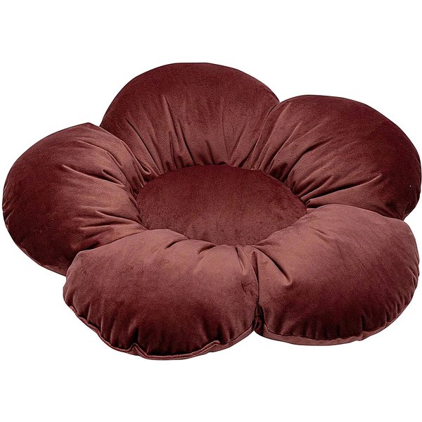 Poduszka kwiatek Mia kolor czerwony tkanina połyskliwa, welwetowa