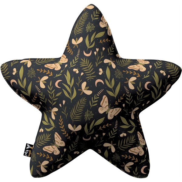 Poduszka Lucky Star kolor czarny tkanina wzorzysta