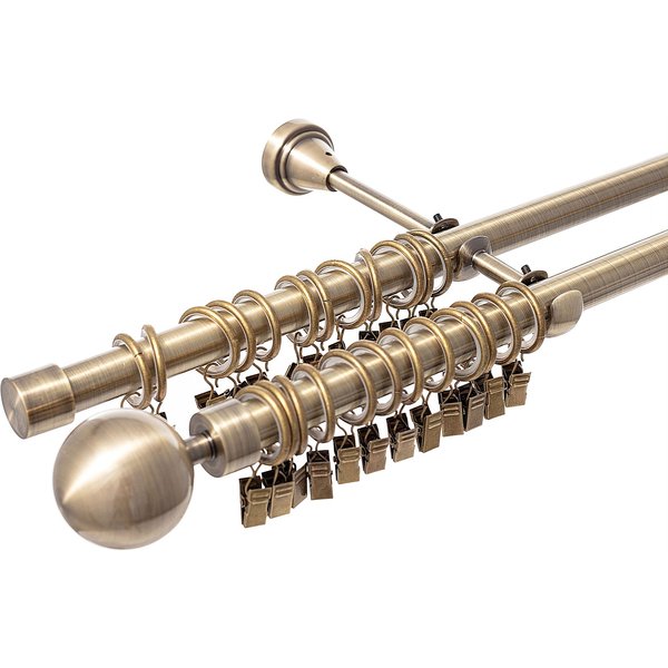 Karnisz podwójny Elegant antique brass 240cm