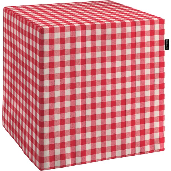 Puf kostka Nano kolor czerwony tkanina wzorzysta