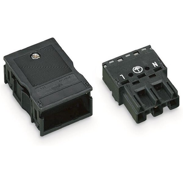 WAGO 770-113 Stecker,mit Zugentlastungsgehäuse, 3-polig,schwarz (Inhalt 25 Stück)