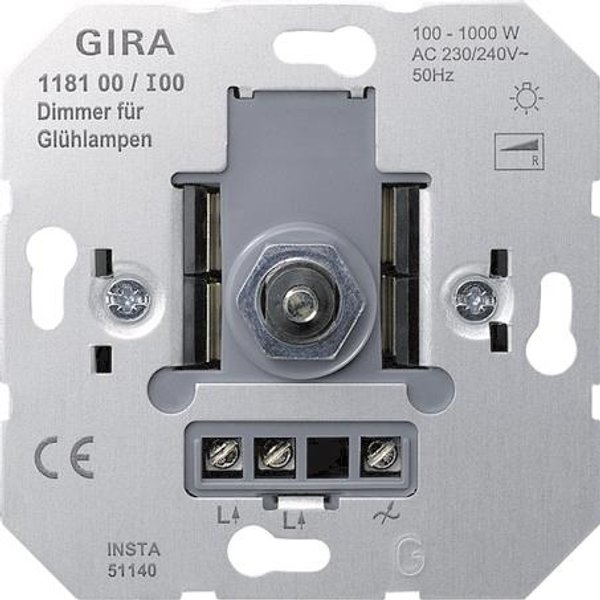 GIRA 118100 Glühlampendimmeinsatz 100-1000W Druck-Wechselschalter