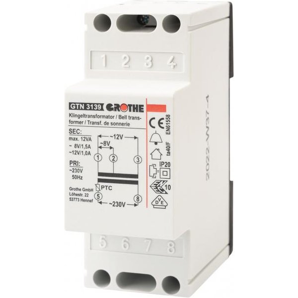 GRO Trafo 8/12V 14039 GT 3139 1,3/1,0A REG
