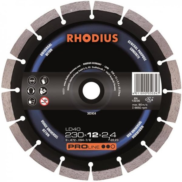 Rhodius Diamantscheiben LD 40 302454 230x10x2,4x22,23 Universal/Beton