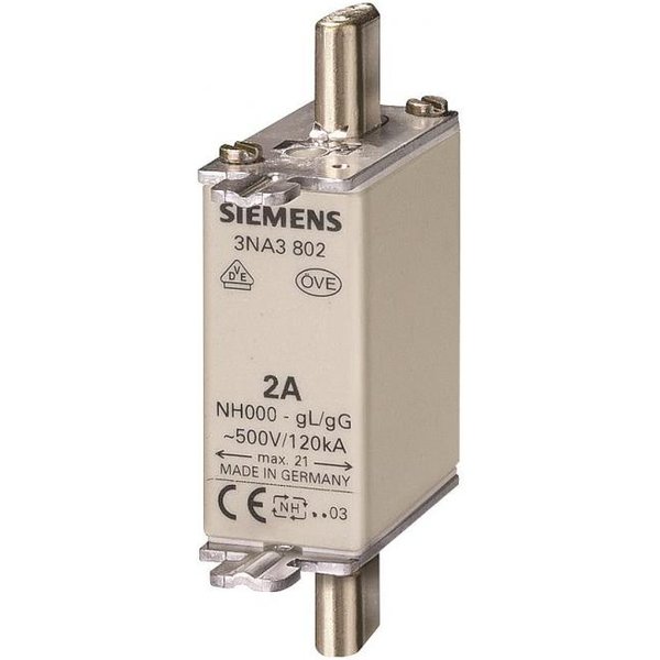Siemens 3NA3820 NH000 50A 500VAC/250DC gL/gG Sicherung spannungsführend (Inhalt 3 Stück)