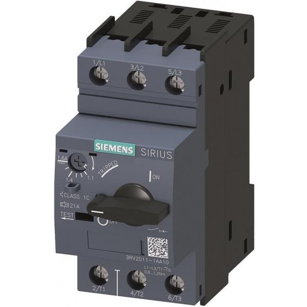 Siemens 3RV20111AA10 Motorschutzschalter S00 1,1-1,6A Class10 Schraub.