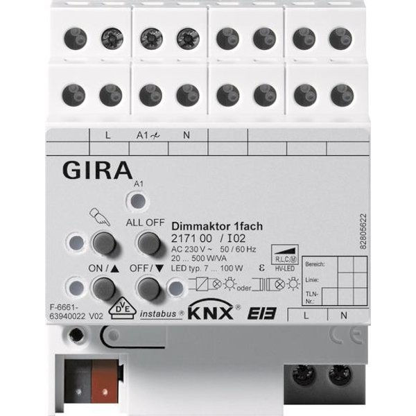 GIRA 217100 Dimmaktor 1fach 500W/VA KNX REG