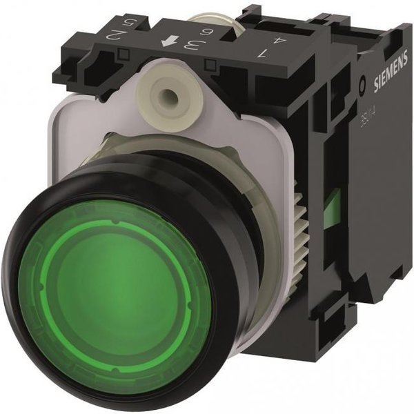 Siemens 3SU11020AB401BA0 Drucktaster bel. 22mm rund grün Knopf 1S AC/DC 24V