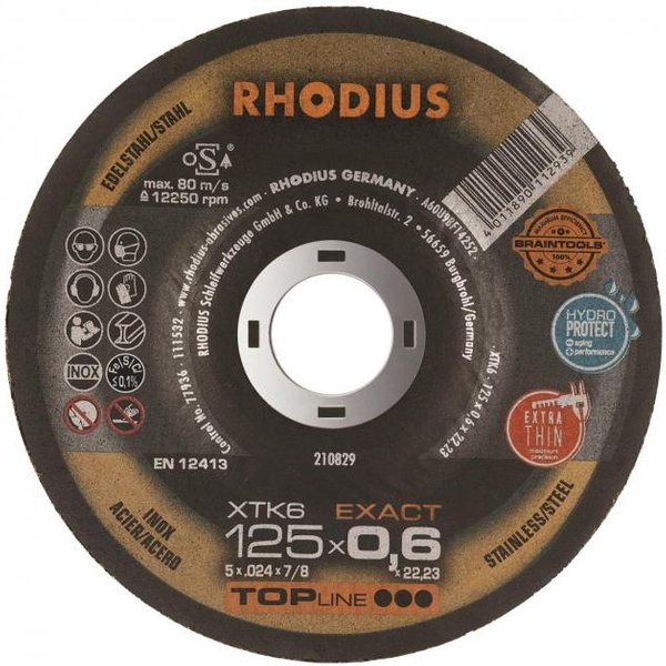 Rhodius Trennscheibe XTK 6 210829 125x0,6x22,23 Extradünn Edelstahl
