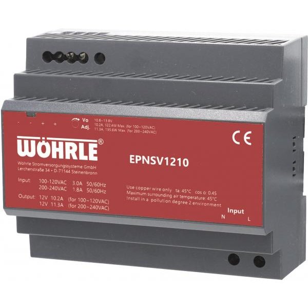 Wöhrle Netzgerät 1ph. E90-264V EPNSV1210 AC A:12VDC 11,3A Verteilereinbau