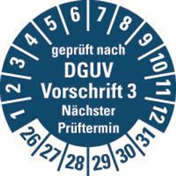 HEIN 185659 Prüfpl.DGUV3 NP 26-31,bl,PF,Ø20mm,500/RO