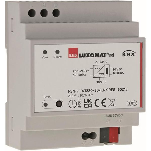 BEG Netzteil Hutschienenmontage grau IP2 90215 PSN-230 / 1280 / 30 / KNX REG