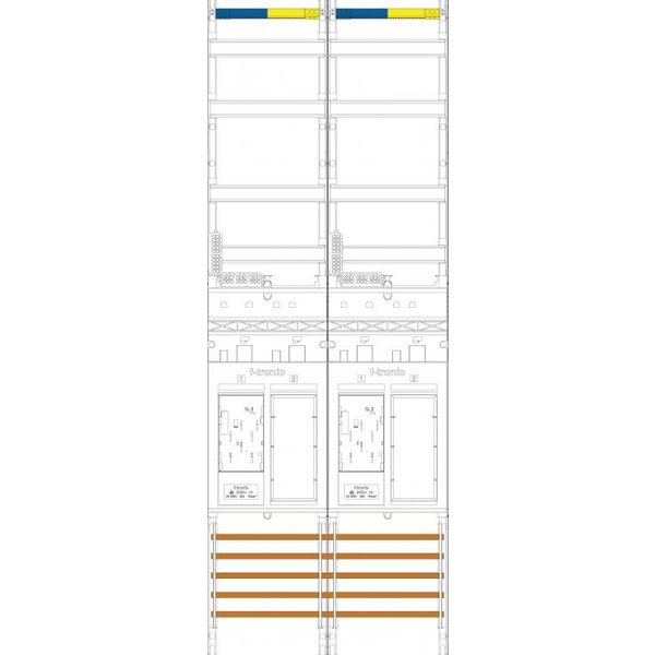 f-tronic Zählerfeld 2-feldrig ER29 H=1350mm 2-eHZ 2 Res. 7143002