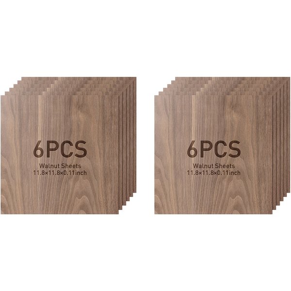 Mecpow AS3 Walnussholz Platten 300×300×3 mm, 12 Stück