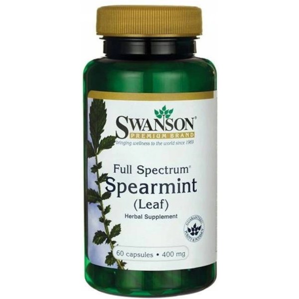 Trawienie Mięta Zielona Swanson Spearmint Leaf 400mg 60kaps